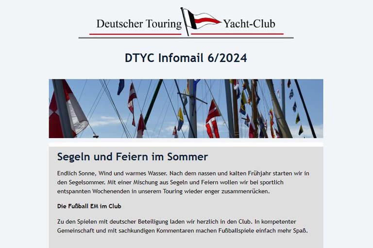 DTYC Infomail 6/2024 - Segeln und Feiern im Sommer