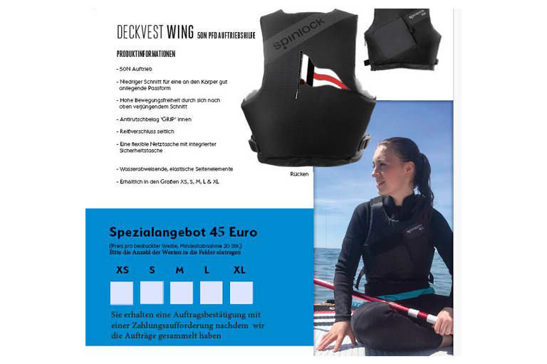 Sonderangebot für Spinlock-Schwimmwesten mit DTYC Logo